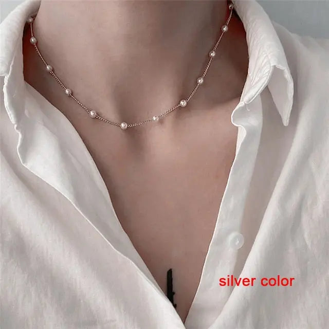 Sparkling Clavicle Chain Necklace - Boo Koo Art