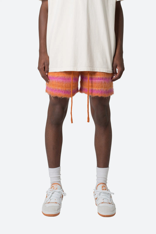 Striped Mohair Shorts - Orange mnml